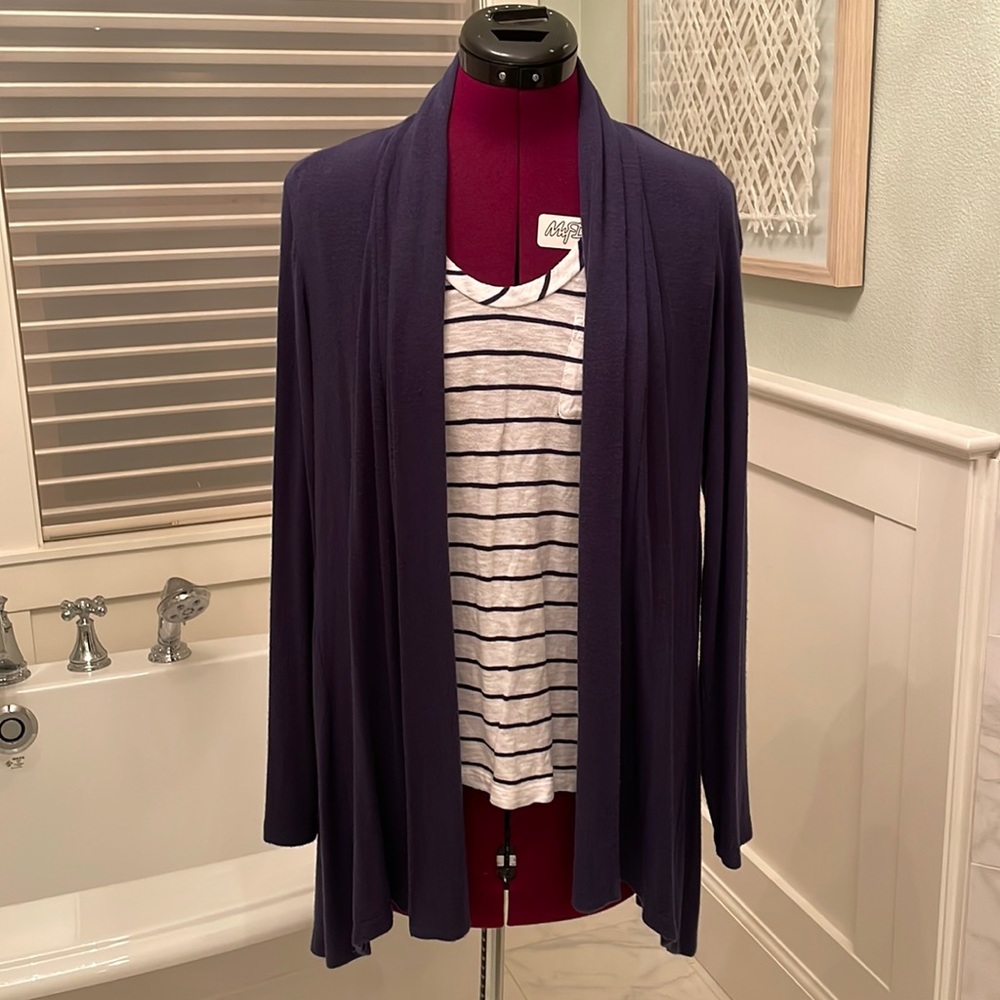 Bobeau open front cardigan sweater-Navy